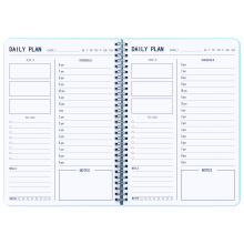 Blue Daily Weekly Agenda Notebooks Fexible PVC Hard Shell Personal Diary Shedule Agenda Notepad Nicht-datiertes Notizbuch